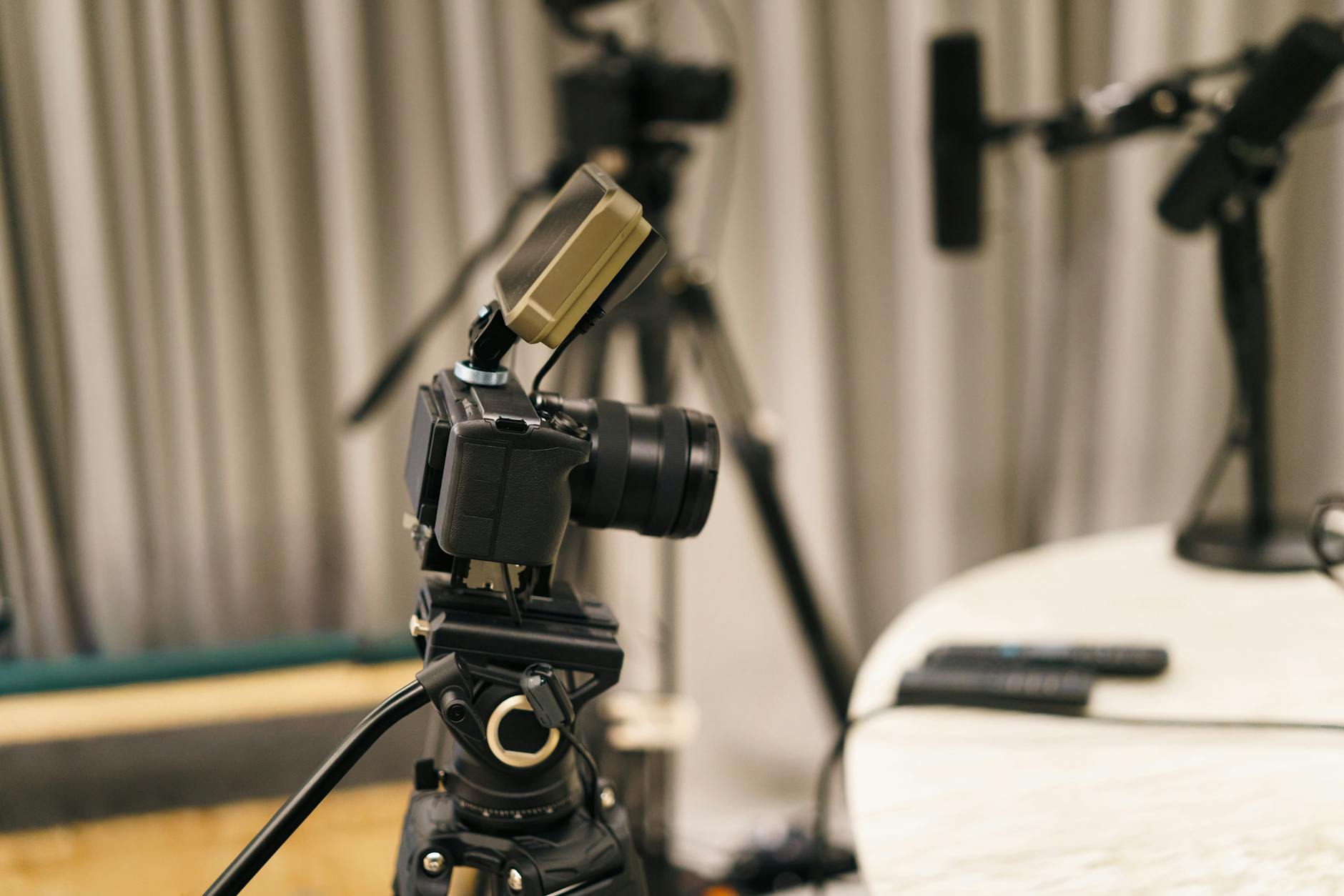 professional podcast studio setup with equipment